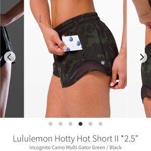 Lululemon Hotty Hot Shorts
Incognito Cami Multi Gator Green / Black
Size 4
EUC